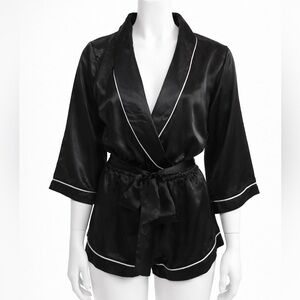 🆕 Fashion Nova Black Satin Pajama One Piece